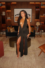 Load image into Gallery viewer, &#39;ELEGANCE&#39; Backless Drape Maxi Dress BLACK

