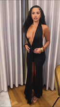 Load and play video in Gallery viewer, &#39;ELEGANCE&#39; Backless Drape Maxi Dress BLACK
